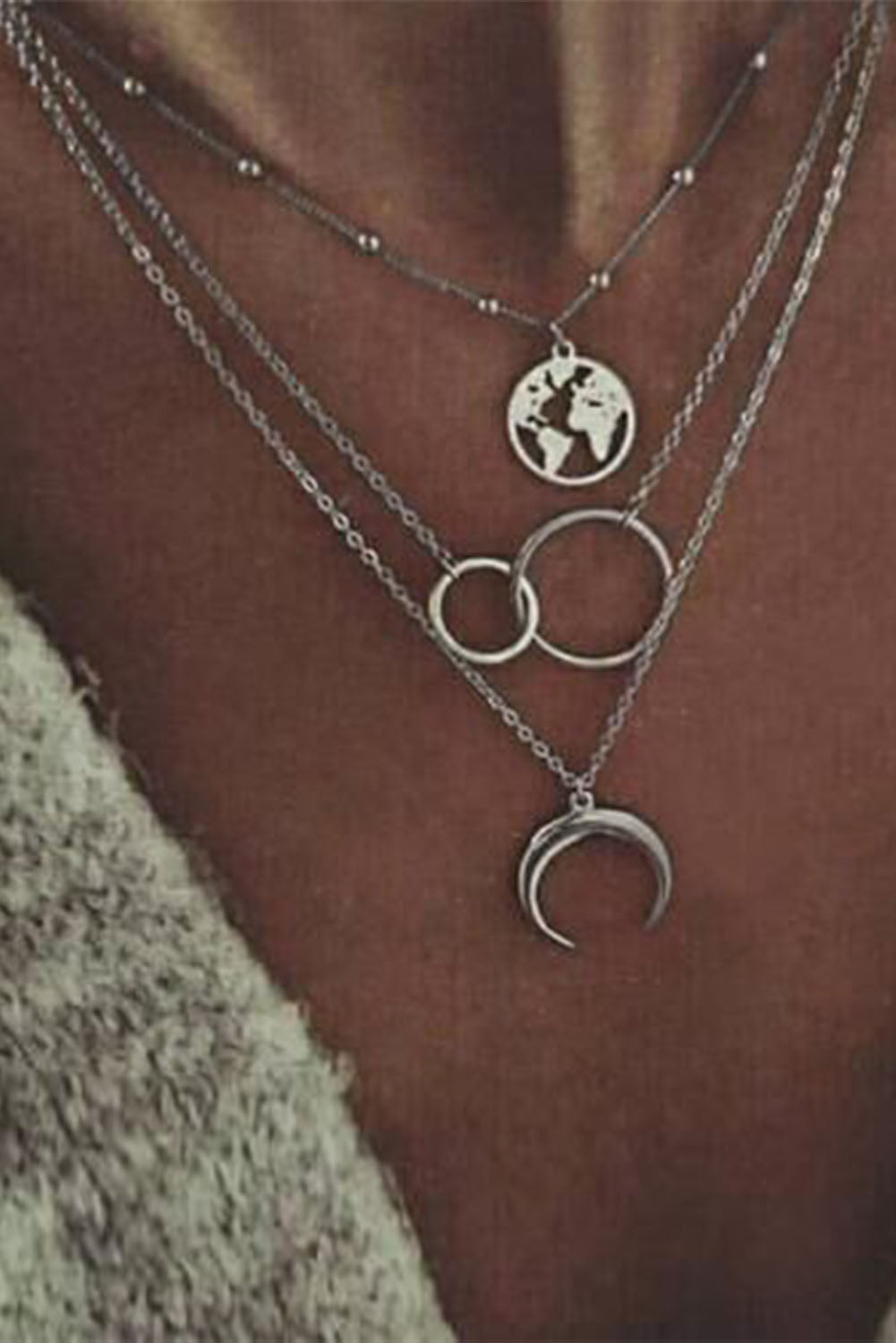 Moon & Map Fashion Necklace