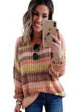 Load image into Gallery viewer, Orange Stripe Color Block Chunky Sweater
