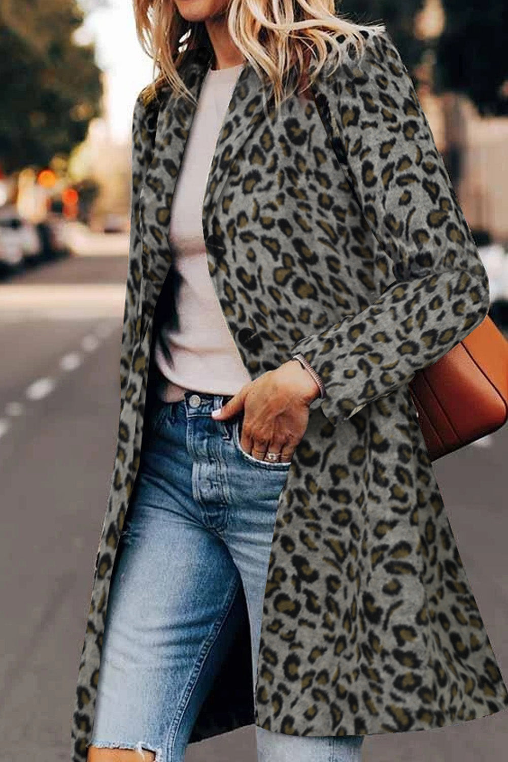 Leopard Print Lapel Coat
